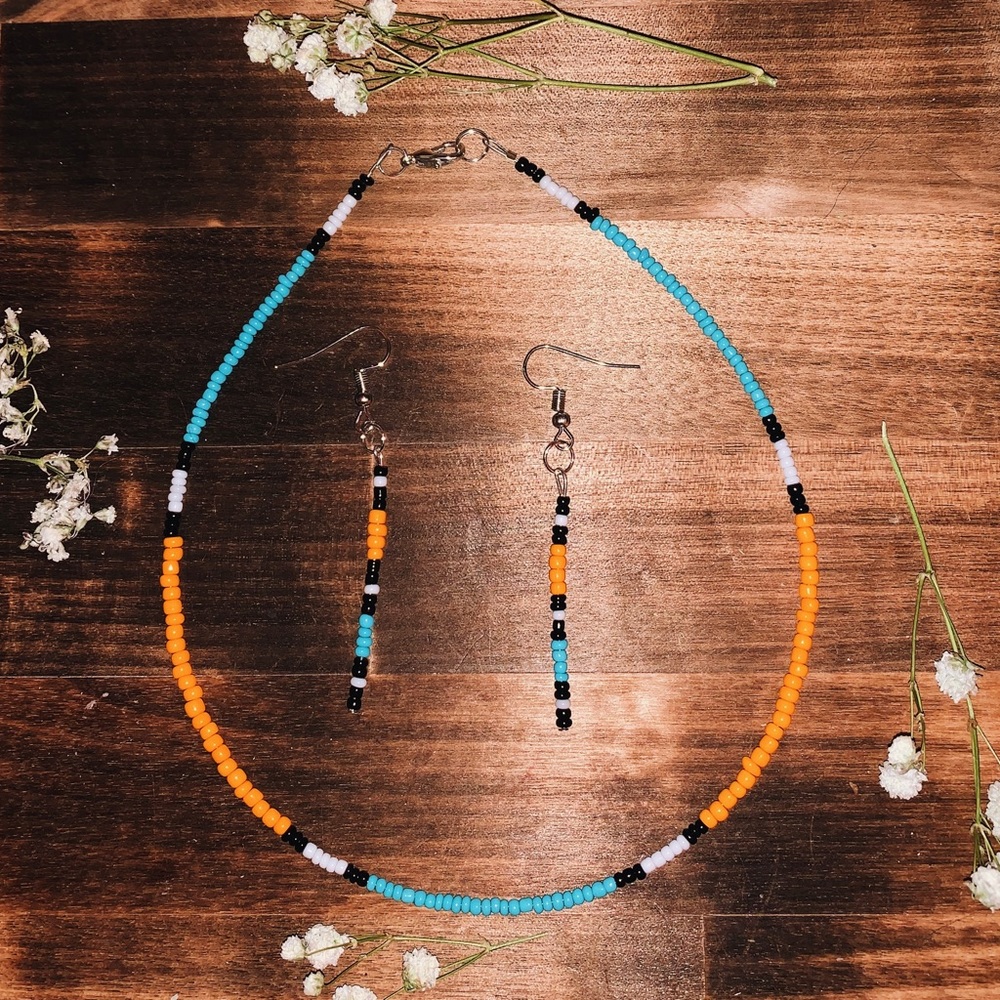 Handmade Native American choker and earring set made by myself!